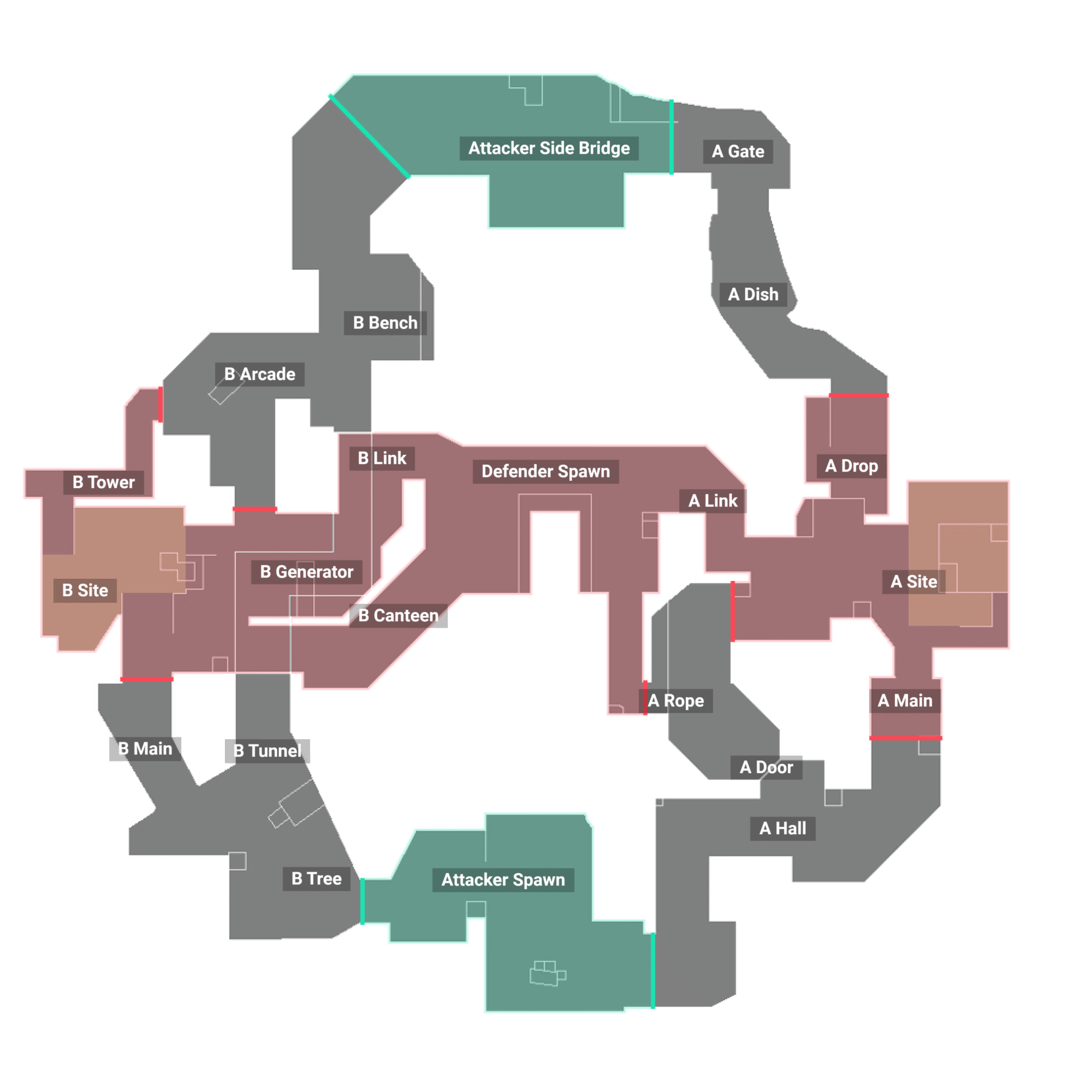 裂变峡谷 tactical overview with callouts